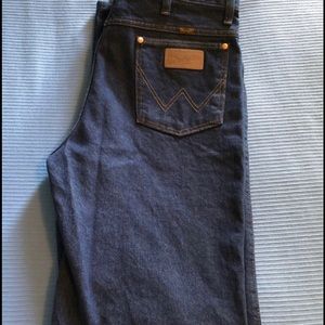 Mens Wrangler Patch Blue Jeans